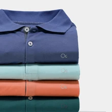 Ogochi Men's Premium Polo Shirt Short Sleeve Cotton Slim Social - 黑色 - 查看 4