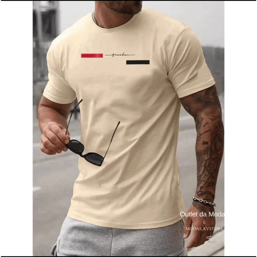 Men's Unisex T-Shirt 100% Cotton Mesh 30.1 Combed FREEDON - Màu be - Xem 1