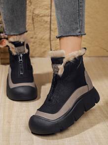 Autumn/Winter Women Versatile Sports Sneakers Running Shoes Ankle Boots - Black - View 3