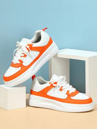 Autumn/Winter Low-Top Lace-Up Flat Walking Shoes, Multi-Color Com Travel Casual Board Shoes, School/College Style Suitable For Holiday Party, Dinner,