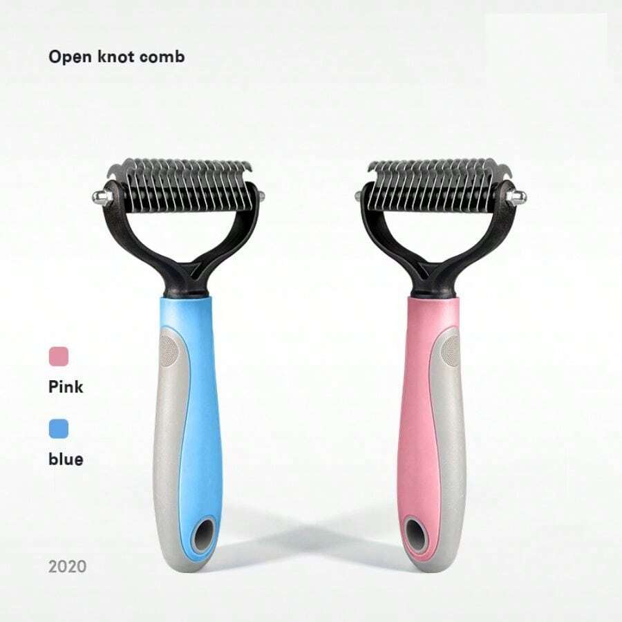 DualSided Pet Deshedding & Dematting Brush Stainless Steel Grooming