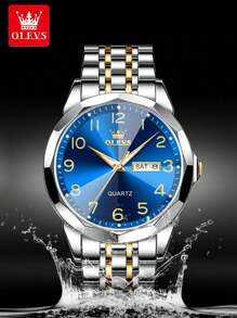 OLEVS. OLEVS Men's Watches Rhombus Mirror Original Quartz Watch For Man Waterproof Luminous Stainless Steel Wristwatch Male Date Week