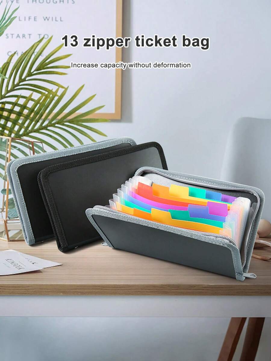 1 chiếc ví khóa kéo tiện dụng bán chạy nhất mới, kẹp hồ sơ xếp hình Accordion màu cầu vồng A6 Mini 13 khe cắm thẻ, túi đựng đồ đa năng di động, thiết kế tối giản, đinh tán gia cố, thích hợp để đựng hồ sơ, biên lai, tài liệu, thẻ căn cước - Nhiều màu - Xem 1