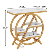 LITTLE TREE 4-Tier End Table For Living Room, Narrow Side Table With Storage, Wood Sofa Side Table With Metal Frame, Industrial Nightstand And Bedside Table For Bedroom, Rustic Brown - 白色 - 查看 7