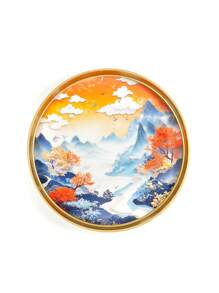 1 cái, Khay nhựa tròn đựng đồ trang trí nhà cửa theo phong cách Trung Hoa, Khay Ottoman chủ đề nghệ thuật thanh lịch cho bàn trà cà phê, nhà bếp, phòng ngủ, nơi lưu trữ nước hoa - Phong cách vàng-B - Xem 7