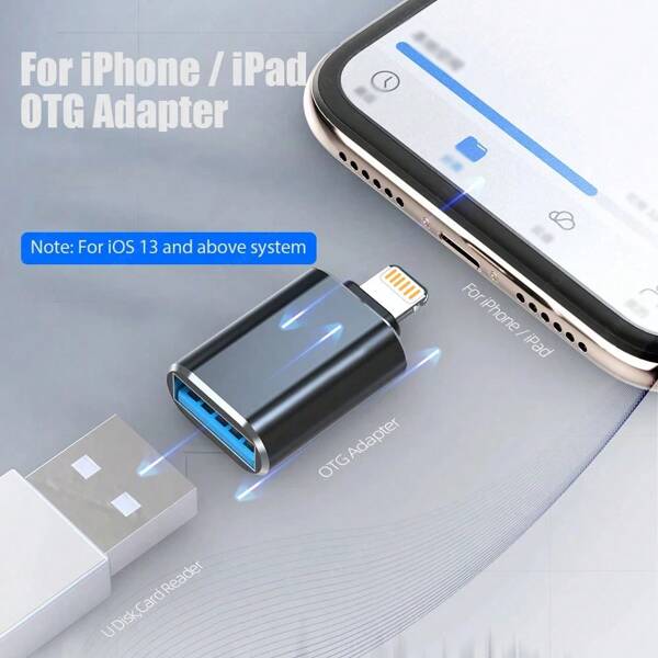 2pcs OTG Adapter Set Compatible With IPhone 14 Series, Lightning Male To USB Female Adapter, Dongle, Card Reader, USB Flash Drive, Mouse, Keyboard Hub Compatible With IPhone 14 Pro Max/14 Pro/14 Plus/14/13/12/11/XS/XR/8/7/6, IPad Series