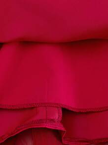 女婴勃艮第礼服套装，包括蓬松薄纱裙，适合婚礼、生日派对，年龄 0-2 岁 - 酒紅色 - 查看 7