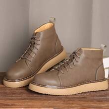 Giày bốt buộc dây cổ cao Unisex, kiểu dáng Cargo, lý tưởng để kết hợp với quần jeans vào mùa thu, phù hợp cho cả nam và nữ - Màu Khaki - Xem 3