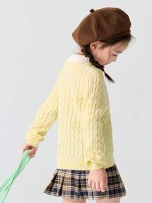 Balabala Girls' Cable Knit Sweater Sweet & Stylish Fall/Winter 2024 Collection - Yellow - View 3