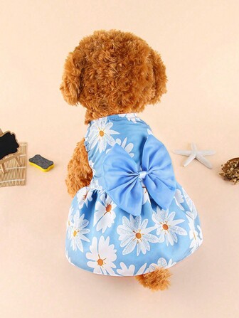 1Pc New Pet Dress Dog Cat Clothing Dog Bow Print Cartoon Cute Princess Dress