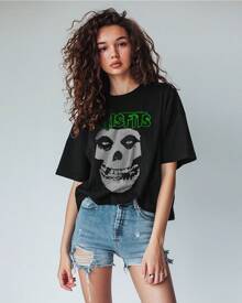 Misfits Crimson Ghost T-Shirt 100% Cotton Unisex Printed Top Show - màu đen - Xem 1