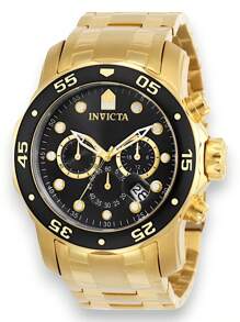 Invicta Pro Diver 0073 Men's Watch Gold Plated Stainless Steel TOP Quality! - Black - View 1