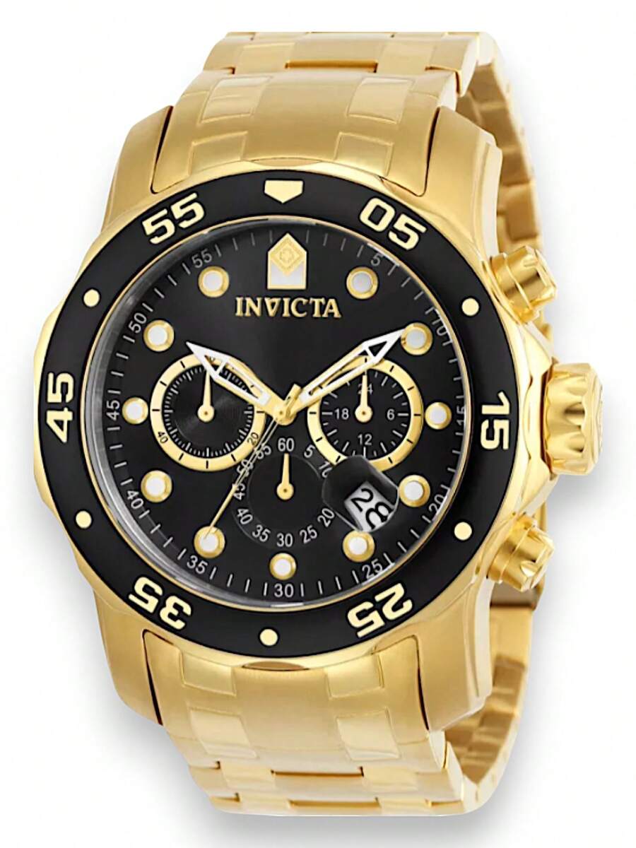 Invicta Pro Diver 0073 Men's Watch Gold Plated Stainless Steel TOP Quality! - Black - View 1