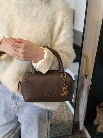 Fashionable And Minimalist Soft Leather Handbag For Women, Versatile Daily Shoulder Crossbody Bag With Free Pendant