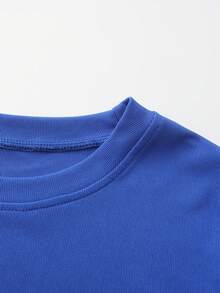 Körperbetontes langärmeliges Top, Damen dehnbares, bequemes Basisschicht-Shirt für Besatzung - Blau - Übersicht 5