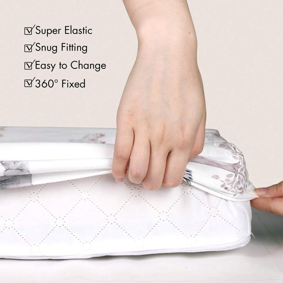 2pcs Baby Cotton Blend Fitted Crib Sheets, Super Stretchy Cartoon