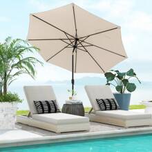 Lifezeal 10 FT Patio Umbrella Patio Market Steel Tilt W/ Crank Outdoor Yard Garden