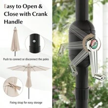 Lifezeal 10 FT Patio Umbrella Patio Market Steel Tilt W/ Crank Outdoor Yard Garden