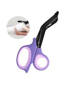 1 tijera de gasa de acero inoxidable con punta curva para supervivencia al aire libre, cortar vendajes y lona, Tijeras Médicas Afiladas 19.5cm x 9.5cm, Corte Preciso, Diseño Ergonómico, Durabilidad Garantizada - Morado - Ver 3