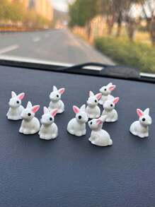 10 件白色立耳兔子车内装饰 - 白色 - 查看 1