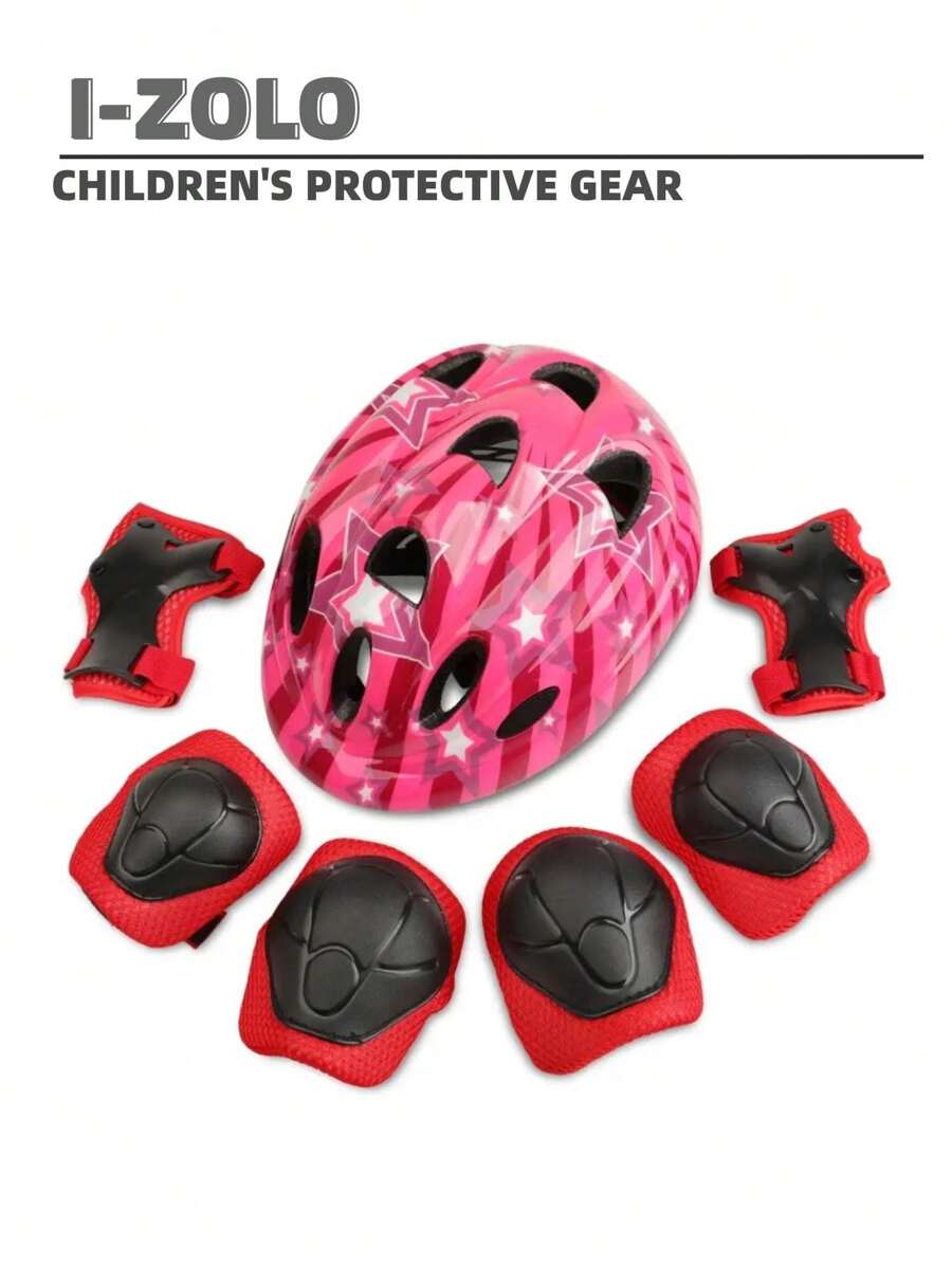 7pcs Kids Protective Gear Set (Helmet + Pads) For Skateboard, Scooter