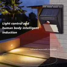 1 件装 20/25/30LED 太阳能运动传感器壁灯适用于户外花园别墅围栏照明通道灯 - 黑色 - 查看 2