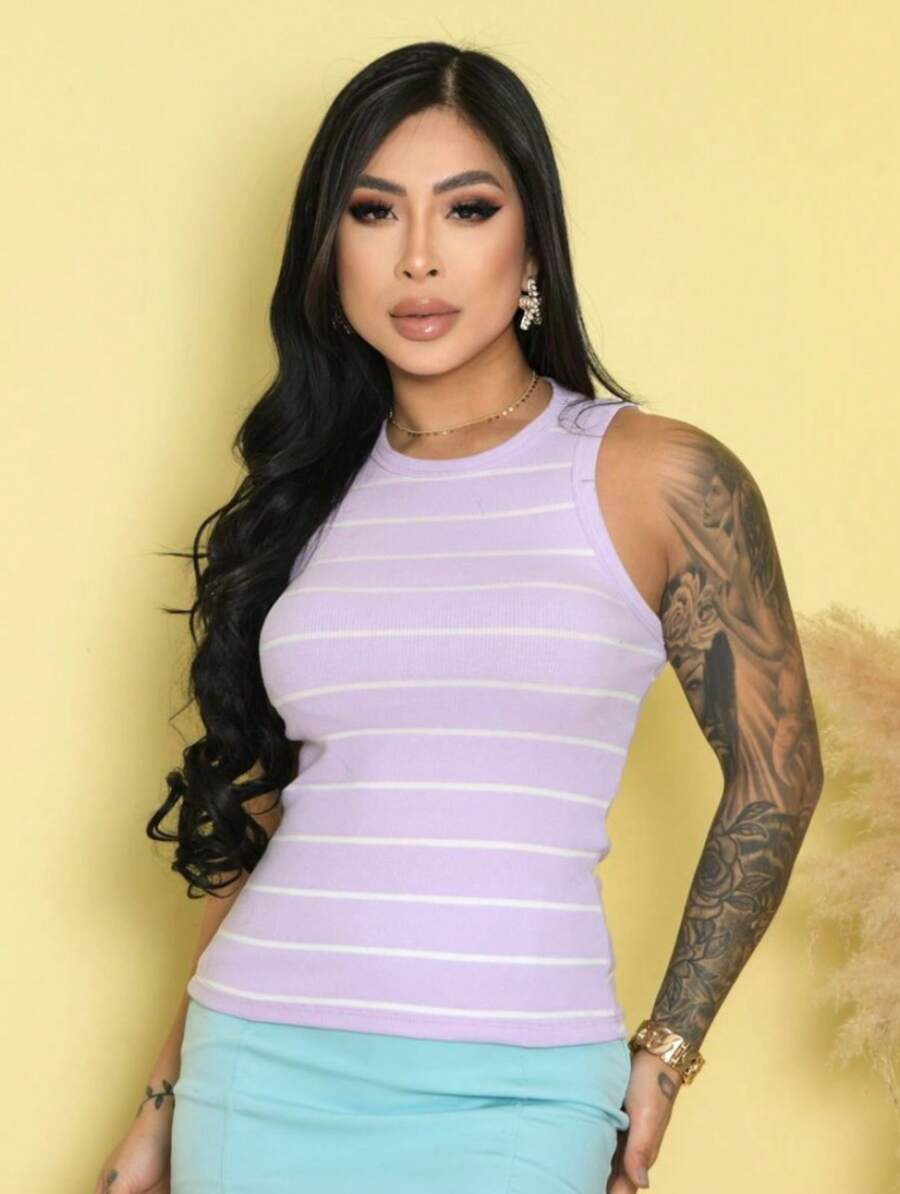 Women's Tank Top With TIGHT SUPLEX - Various Ways To Wear - Summer Fashion - One Size - Party, Perfect Fit, Sexy, Trend, Fashion, Blogger, Comfortable, Beautiful, Delicate, Basic, Occasional And Modern Everyday Night - Màu tím - Xem 1