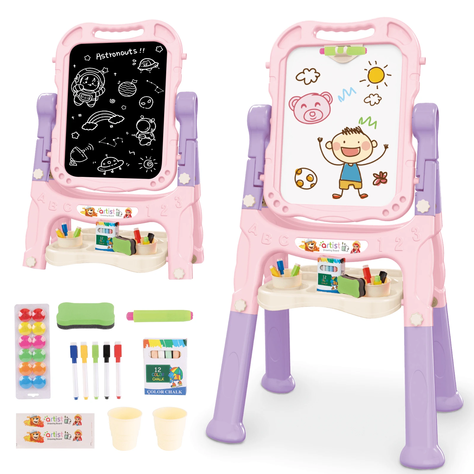 Art Easel Toys For Kids, 4In1 Double Drawing Board