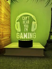 1 szt. Can't Hear You I'm Gaming Night Light, 3D Illusion Light Headset, 7 wariantów kolorystycznych, sterowanie dotykowe i zdalne, prezent dla gracza, dekoracja pokoju do gier, urodziny, świąteczne artykuły imprezowe - Wielokolorowe - Zobacz 6