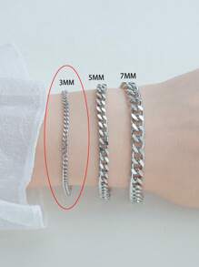 1pc Steel Electroplated 18K Minimalist Style Chain Bracelet For Men, Chain, Hip-Hop And Sport Design, Suitable For Parties, Daily Wear, Holiday Graduation Gifts