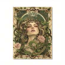 Nghệ thuật trang trí Nghệ thuật treo tường Medusa, Thiết kế rắn và hoa hồng, Tranh vải phong cách cổ điển để trang trí nhà, Tác phẩm nghệ thuật sang trọng nhẹ nhàng cho phòng khách, hành lang, phòng làm việc - Không có khung - Nhiều màu - Xem 6