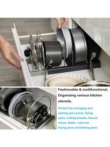 1개 조절 가능한 주방 냄비 뚜껑 수납 랙, 수납형 내부 캐비닛 냄비 & 팬 주방 정리대, 식탁 위 볼 & 접시 랙, 뚜껑 홀더, 주방 용품 서랍 정리대