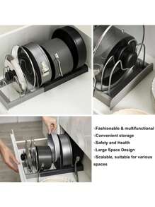 1개 조절 가능한 주방 냄비 뚜껑 수납 랙, 수납형 내부 캐비닛 냄비 & 팬 주방 정리대, 식탁 위 볼 & 접시 랙, 뚜껑 홀더, 주방 용품 서랍 정리대