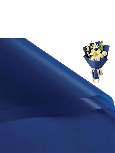 10/20 Pieces Of Flower Wrapping Paper -22.4 X 21.25 Inches Pure Navy Blue Waterproof Bouquet Wrapping Paper, Flower Shop Supplies, Wedding Birthday Gifts, DIY Valentine's Day Graduation Ceremony, Mother's Day, Father's Day Wrapping Paper