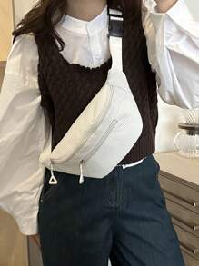 Fashionable Solid Color Zipper Side Pocket Casual Chest Bag, Suitable For Shopping, Wallets, Shopping, Young Women, College Students, Newcomers, White-Collar Workers. They Are Very Suitable For Offices, Universities, Work, Business, Commuting, Outdoor Activities, Travel, And Outings