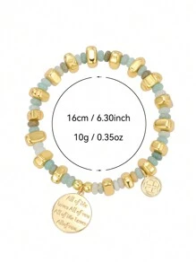 Charm-In 1 件男女通用手链套装，含虎眼石/黑玛瑙/天河石/玉髓珠，搭配可爱金属塔/硬币吊坠，适合海滩度假、节日礼物、男朋友/女儿/女朋友/朋友/母亲礼物 - 彩色的 - 查看 9