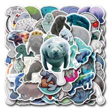 55PCS Manatee Stickers Vinyl Aesthetics Stickers For Scrapbooking, Diary, Laptop, Bumper, Skateboard, Water Bottle, Computer, Phone, Cartoon, Hard Hat, Car Stickers And Decals - Multicolor - View 1