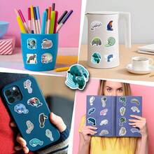 55PCS Manatee Stickers Vinyl Aesthetics Stickers For Scrapbooking, Diary, Laptop, Bumper, Skateboard, Water Bottle, Computer, Phone, Cartoon, Hard Hat, Car Stickers And Decals - Multicolor - View 5