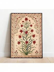 1pc Mughal Tree Of Life Cypres Turkish Paisley Vintage Plant Floral Print Poster Folk Art Home Decor Painting No Frame Rama Decoration,Wall Art,Canvas E-I-D - Multicolor - View 80