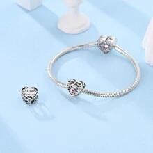 925 Sterling Silver Sisters Forever Vintage Charm Beads Pendant For Bracelet Necklace Fine Heart-Shaped Beads Diy Jewelry Gift Valentines