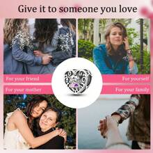 925 Sterling Silver Sisters Forever Vintage Charm Beads Pendant For Bracelet Necklace Fine Heart-Shaped Beads Diy Jewelry Gift Valentines