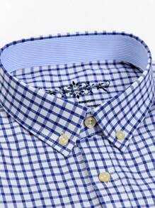 1 Stück Herren Karohemd aus Oxford, Langarm, Lässig, Frühling, Herbst