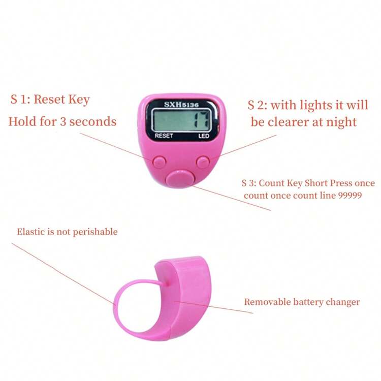 1个多功能指环计数器，LED计数器，彩色迷你指环计数器，精准电子计数器，适用于节日诵经、节日日常祈祷计数，适用于所有年龄段的伊斯兰信徒和宗教人士。 - 彩色 - 查看 7