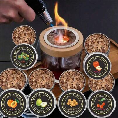 1 Set Kit de ahumador de cóctel - 6 sabores de astillas de madera Infusor para whisky, cócteles, vino, carne y queso - Regalo perfecto para el padre