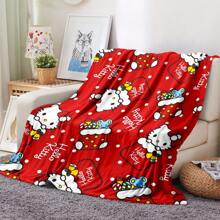 Sanrio 1 pieza Manta de franela con estampado de dibujos animados de Sanrio - Estilo moderno, lavable a máquina, resistente a las manchas, suave y cálida, para uso en todas las estaciones en sofá, cama, oficina, viaje, como regalo, manta de uso múltiple