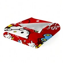 Sanrio 1 pieza Manta de franela con estampado de dibujos animados de Sanrio - Estilo moderno, lavable a máquina, resistente a las manchas, suave y cálida, para uso en todas las estaciones en sofá, cama, oficina, viaje, como regalo, manta de uso múltiple