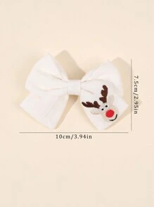 2 chiếc kẹp tóc nơ trắng Giáng sinh cho tiệc Giáng sinh, kẹp tóc trang trí hình tuần lộc, phụ kiện tóc ngọt ngào cho phụ nữ làm quà tặng tiệc - trắng - Xem 6