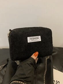 Women's Simple 2Pcs/Set Solid Color Corduroy Tote Bag And Chain Crossbody Bag, Casual Large Capacity Shoulder Bag For Commuting Work, Lightweight Outdoor Vacation Travel Underarm Bags, Shopping Grocery Storage Handbag