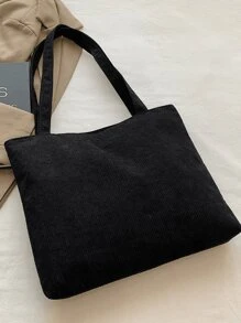 Women's Simple 2Pcs/Set Solid Color Corduroy Tote Bag And Chain Crossbody Bag, Casual Large Capacity Shoulder Bag For Commuting Work, Lightweight Outdoor Vacation Travel Underarm Bags, Shopping Grocery Storage Handbag