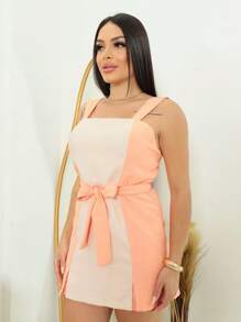 Women's Jumpsuit With Suspenders And Drawstring At The Waist - 橘色 - 查看 5